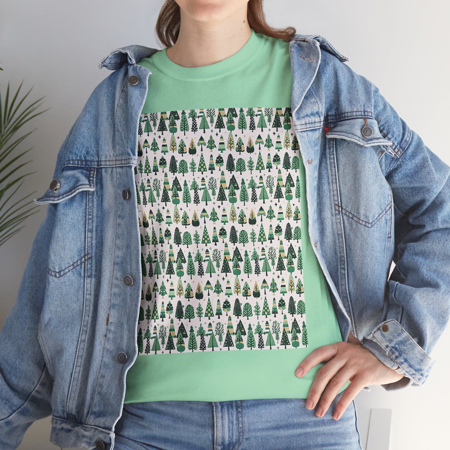 Mini Vintage Green Trees Unisex Heavy Cotton Tee, Large - XL - 2XL - 3XL
