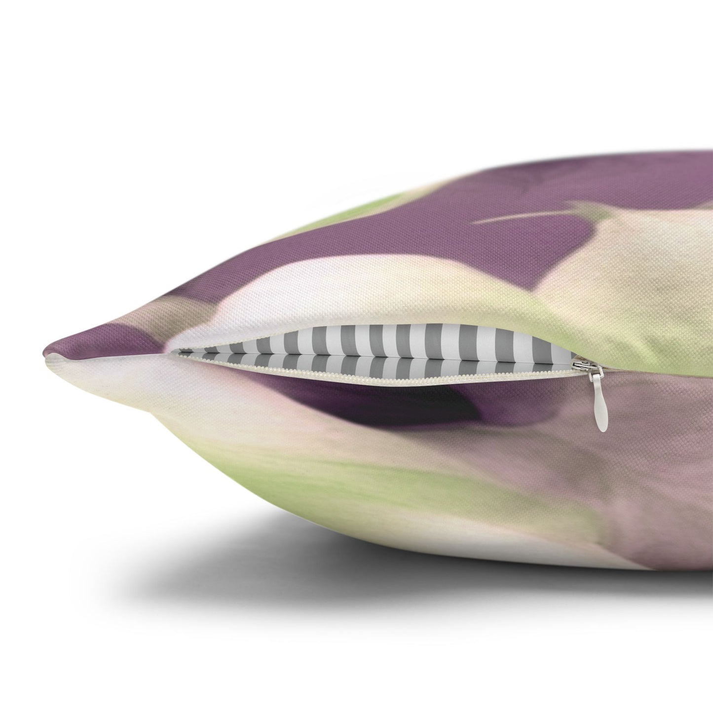 Lime Lavender Floral Bunch Spun Polyester Square Pillowcase, 14" x 14"