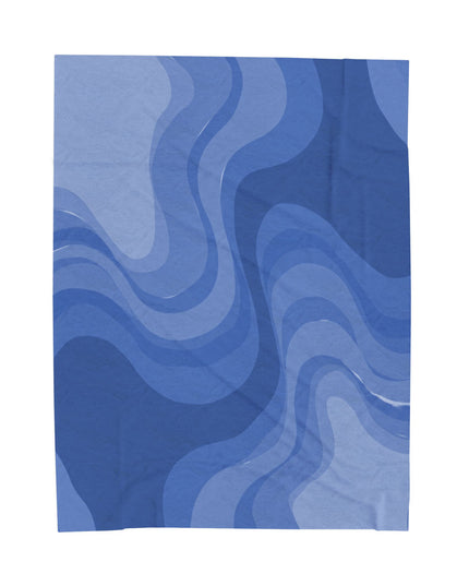 Deep Blue Wavey Velveteen Plush Blanket, 60" x 80"