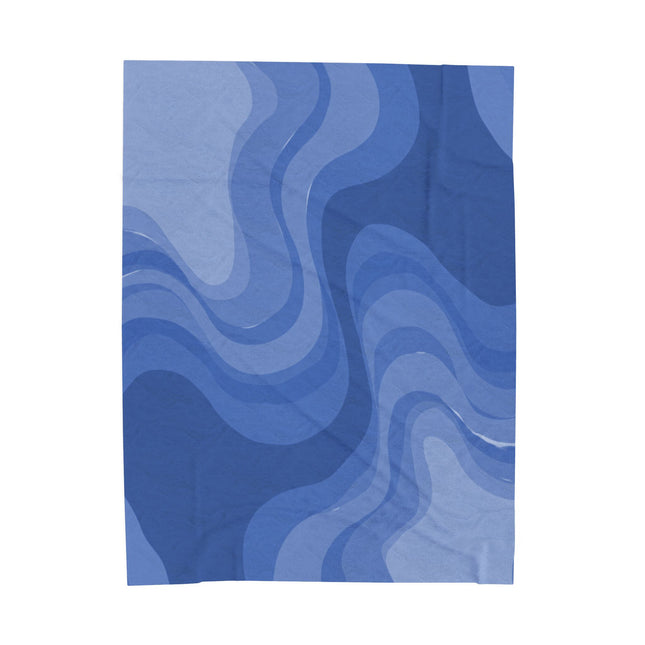 Deep Blue Wavey Velveteen Plush Blanket, 60" x 80"