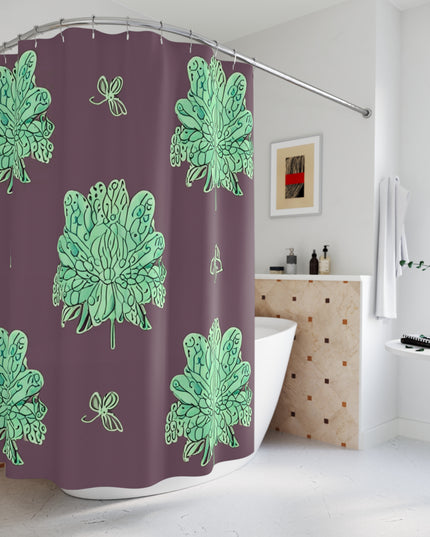 Mint Green Floral Butterflies Shower Curtain, 71" x 74"