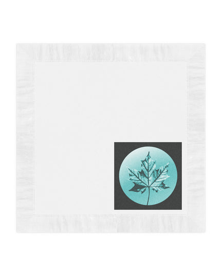 Tif Green Maple Leaf White Coined Napkins, 6.5" x 6.5"