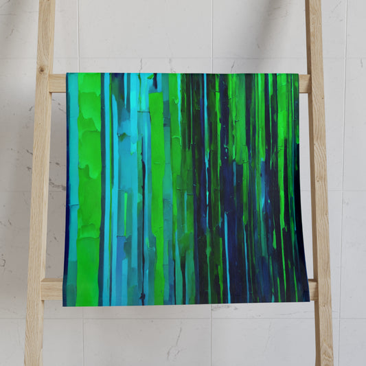 Striped Blue Green Hand Towel, 16" x 28"