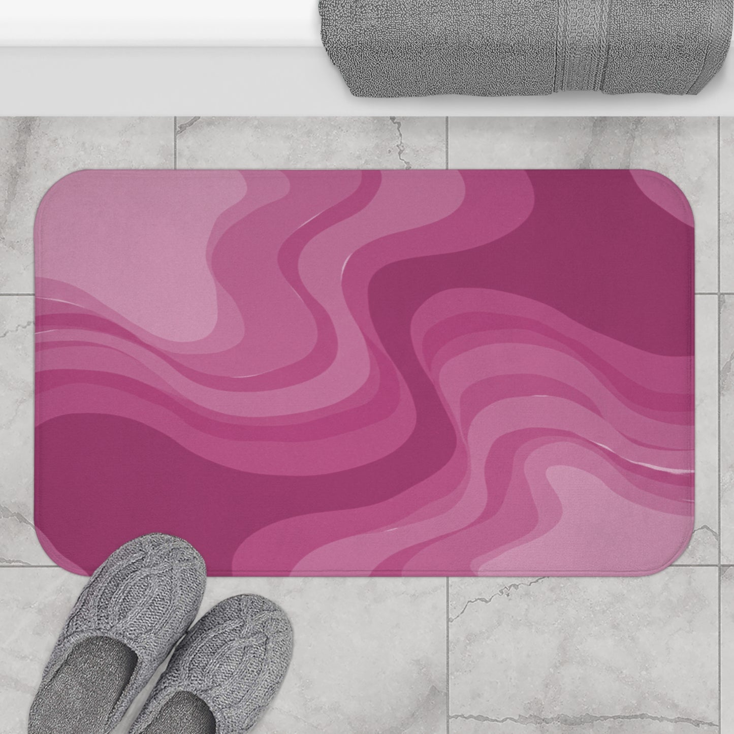 Pinky Mauve Wavey 34" x 21" Bath Mat