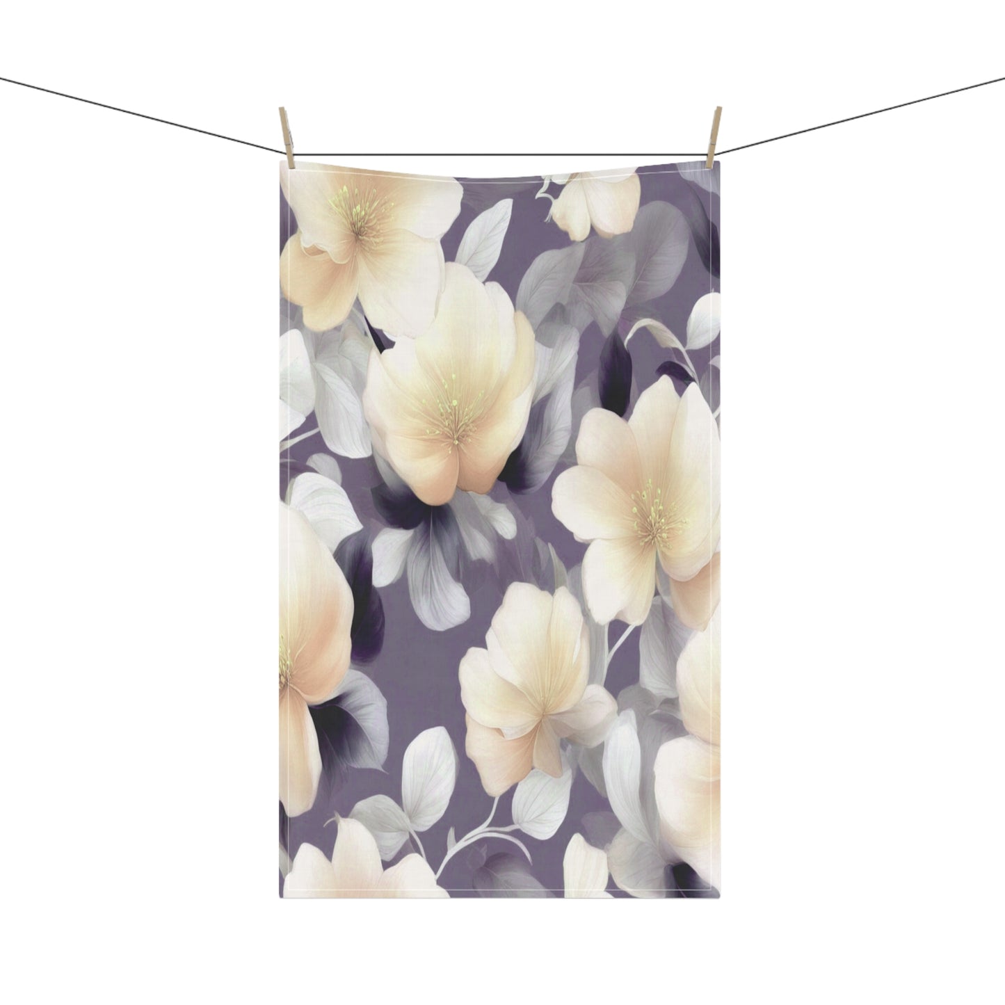 White Blush Floral Bunch Tea Towels (cotton, poly), 18" x "30
