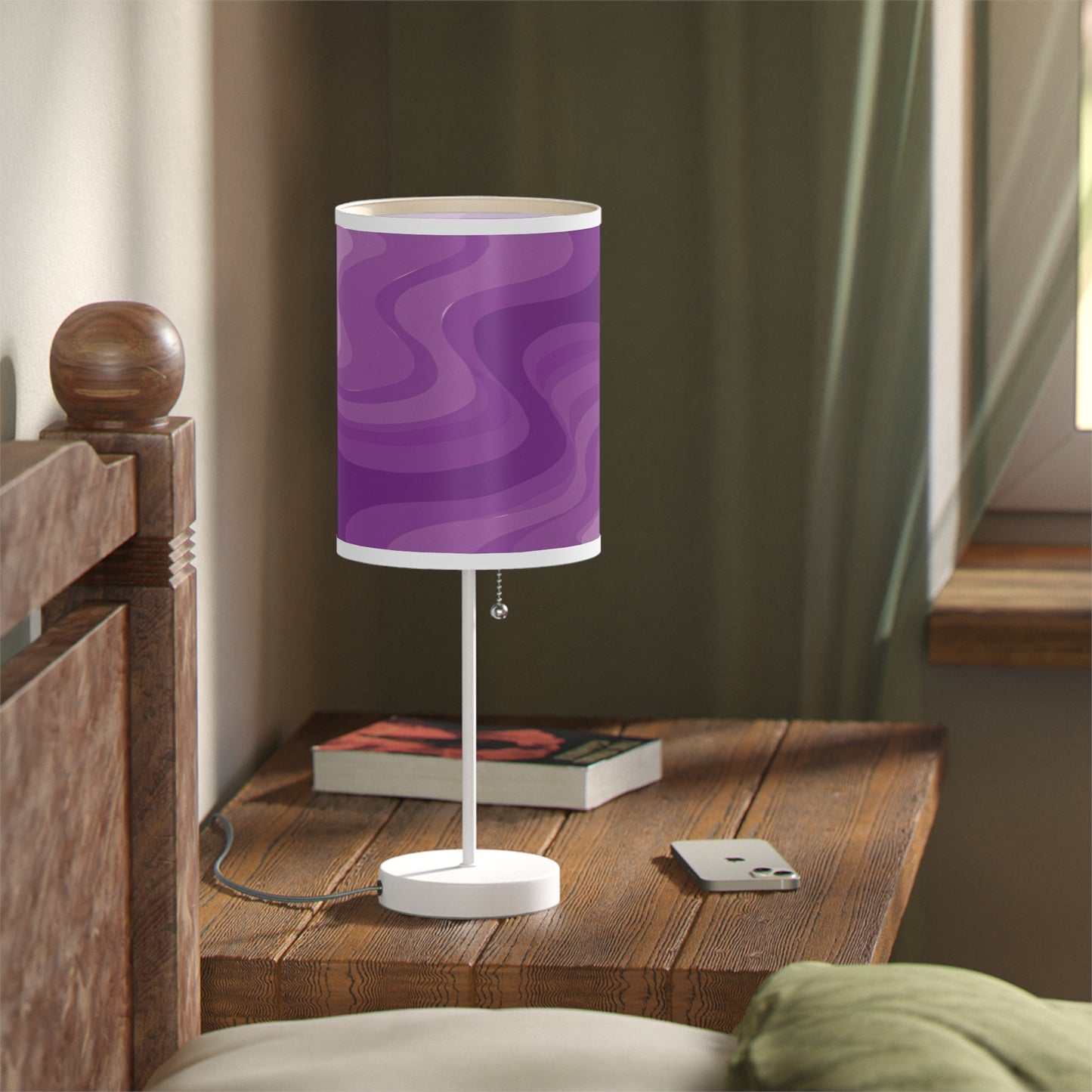 Wavey Purple Wavey Table Lamp on a White or Silver Stand, US|CA plug