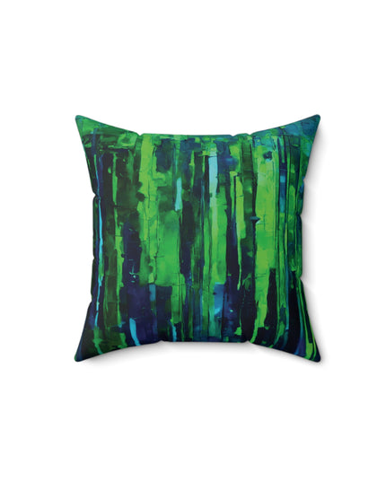 Striped Blue Green 14" x 14" Faux Suede Square Pillow