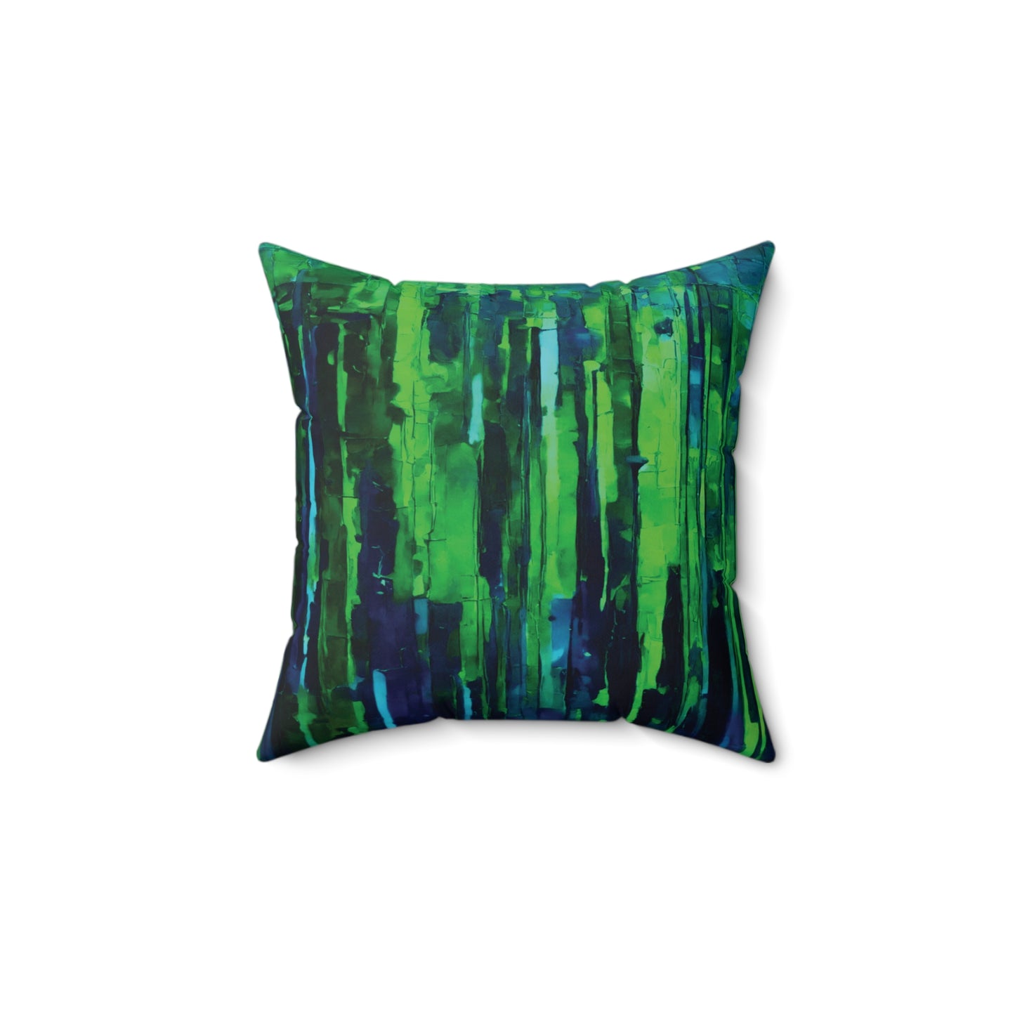 Striped Blue Green 14" x 14" Faux Suede Square Pillow