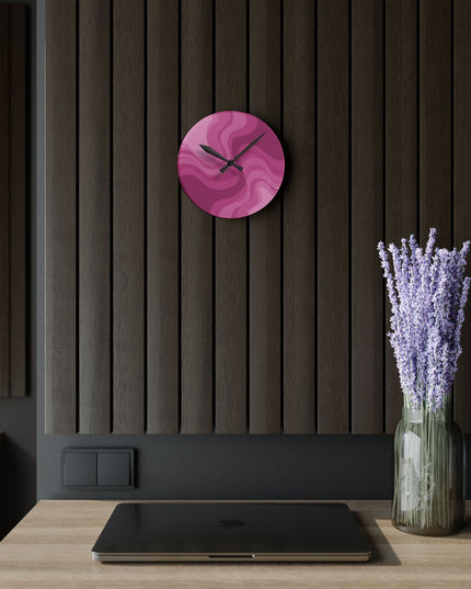 Pinky Mauve Wavey 8" x 8" Round Acrylic Wall Clock