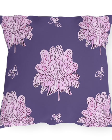 Magenta Floral Butterflies 20" x 20" Outdoor Pillow