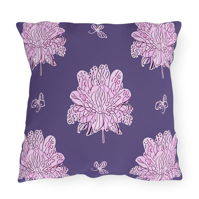 Magenta Floral Butterflies 20" x 20" Outdoor Pillow