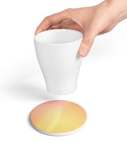 Hot Peach Fade 4" x 4" Round Ceramic Coaster