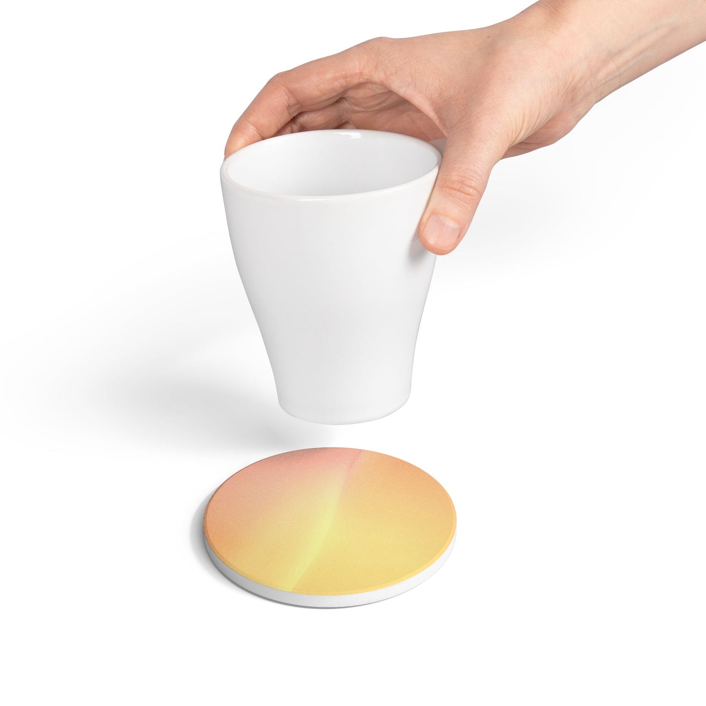 Hot Peach Fade 4" x 4" Round Ceramic Coaster