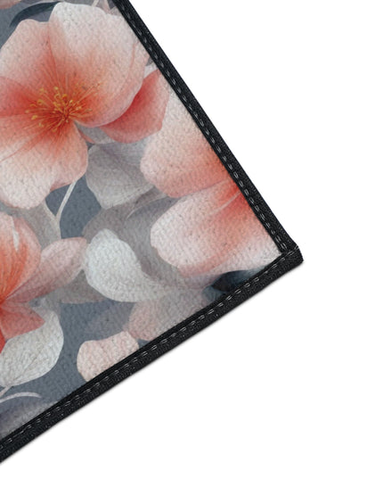 Red Blossom Floral Bunch Heavy Duty Floor Mat, 18" x 24"