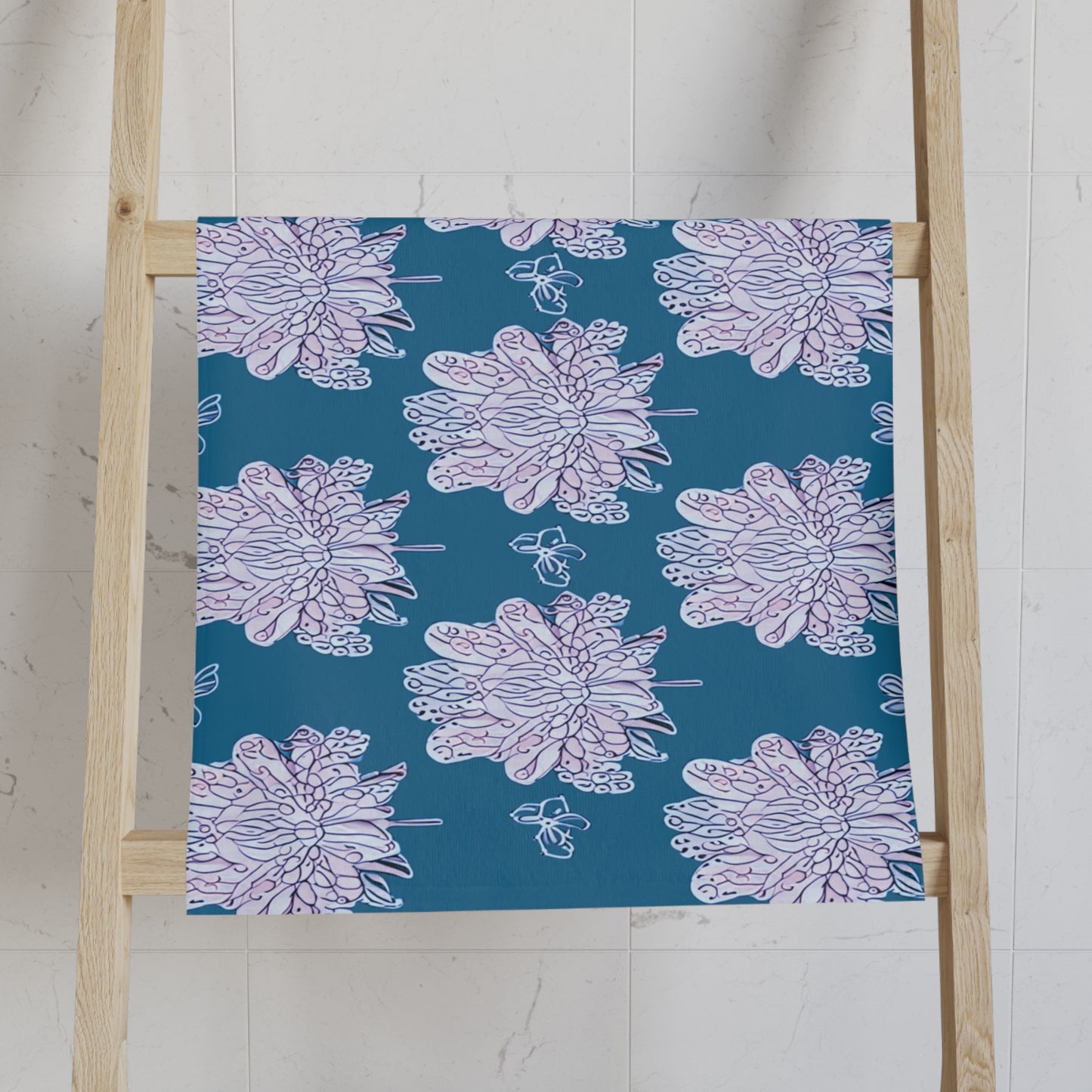 Lavender Floral Butterflies Hand Towel, 16" x 28"