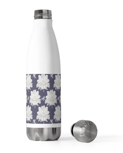 White Floral Butterflies 20oz Insulated Water Bottle