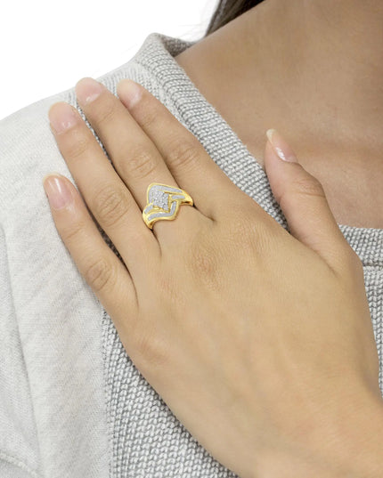 10K Yellow Gold over .925 Sterling Silver Diamond Bypass Cluster Ring (1 Cttw, I-J Color, I2-I3 Clarity)