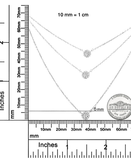 .925 Sterling Silver 1/2 Cttw Round Diamond Medallion Multi-Strand Tri Pendant 18" Necklace (H-I Color, I2-I3 Clarity)