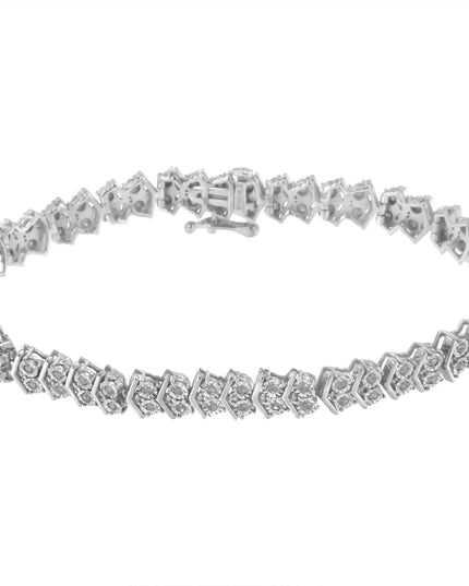 .925 Sterling Silver 1.0 cttw Diamond "Arrow" Shape Tennis Link Bracelet (I-J Color, I3 Clarity) -7.25"