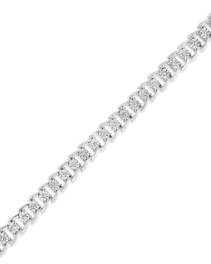 .925 Sterling Silver 1/4 Cttw Miracle Set Round Diamond Composite Open Linked Composite Line Bracelet (I-J Color, I3-Promo Clarity) - 7.5"