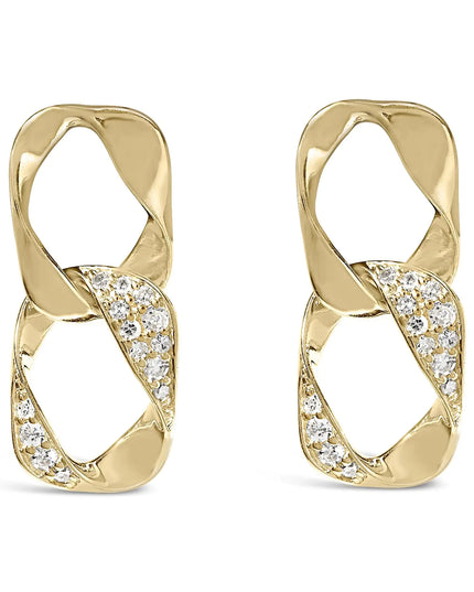 14K Yellow Gold Plated .925 Sterling Silver Open Link 1/5 Cttw Diamond Drop Earrings (H-I Color, I1-I2 Clarity)