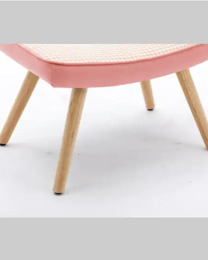 Wooden Stepping Stool – Pink Linen with Non-Slip Cushion