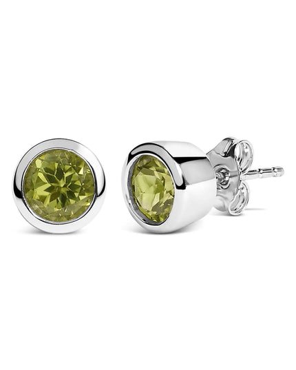 .925 Sterling Silver 6MM Bezel Set Created Gemstone Solitaire Stud Earrings