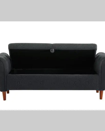 Grey Teddy Velvet Multifunctional Storage Rectangular Sofa Stool