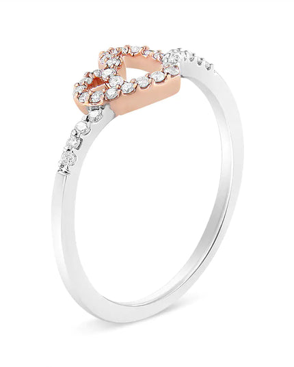 14K Rose Gold Plated and White .925 Sterling Silver 1/5 Cttw Round-Cut Diamond Open Heart Promise Ring (I-J Color, I2-I3 Clarity)