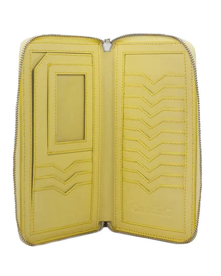 Lotus Leather Wallet-Plum/Canary Yellow