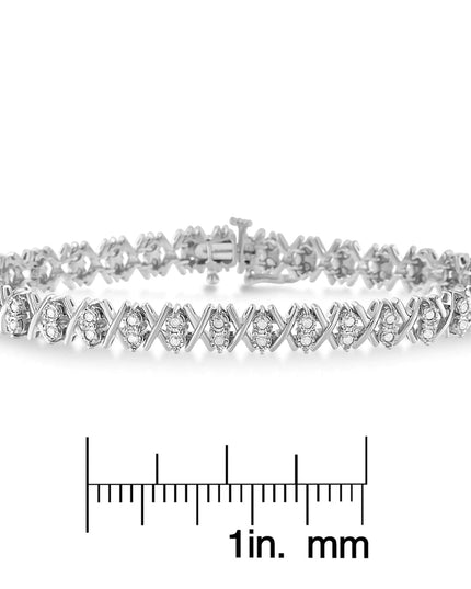 .925 Sterling Silver 1.0 Cttw Diamond Miracle-Set X-Link 7" Tennis Bracelet (I-J Color, I3 Clarity)