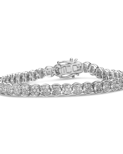 .925 Sterling Silver 2.0 Cttw Diamond Cluster Link Bracelet (I-J Color, I2-I3 Clarity) - Size 7.25"