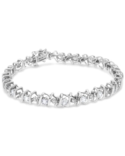.925 Sterling Silver Lab-Grown Birthstone and 1/6 Cttw Round Diamond Tennis Bracelet (H-I Color, I1-I2 Clarity)