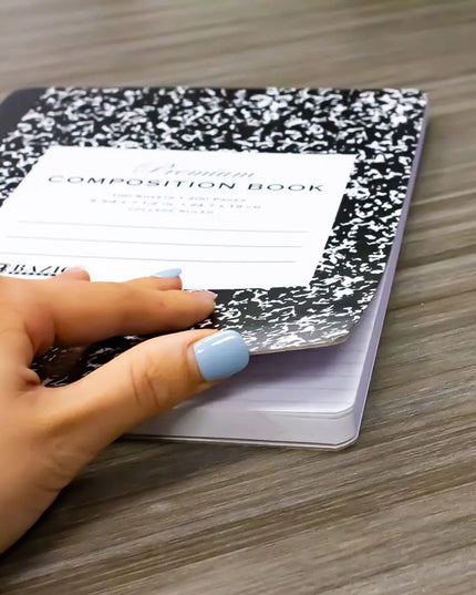 100 Sheets Premium Black Marble Composition Book - College Ruled