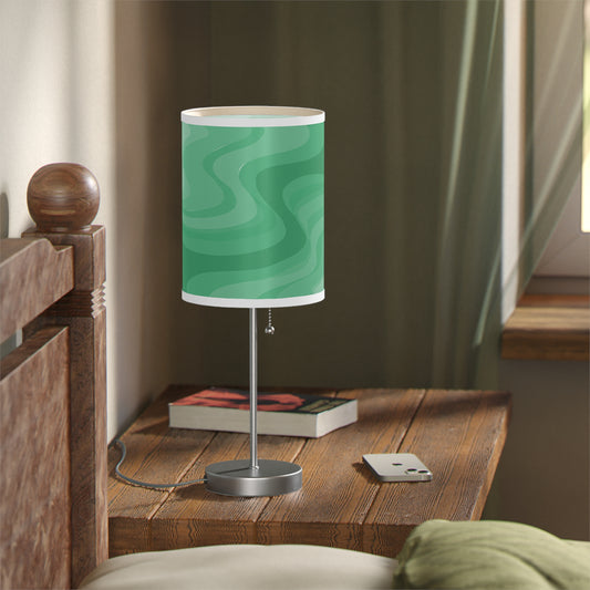 Mint Green Wavey Table Lamp on a White or Silver Stand, US|CA plug