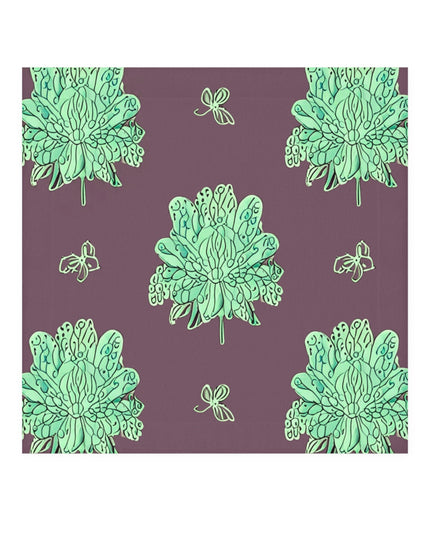Mint Green Floral Butterflies Face Towel, 13" x 13"