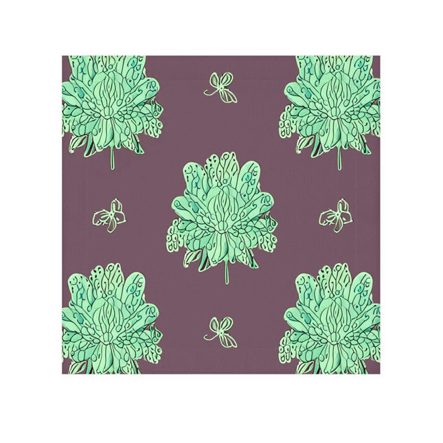 Mint Green Floral Butterflies Face Towel, 13" x 13"
