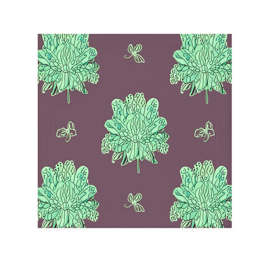 Mint Green Floral Butterflies Face Towel, 13" x 13"