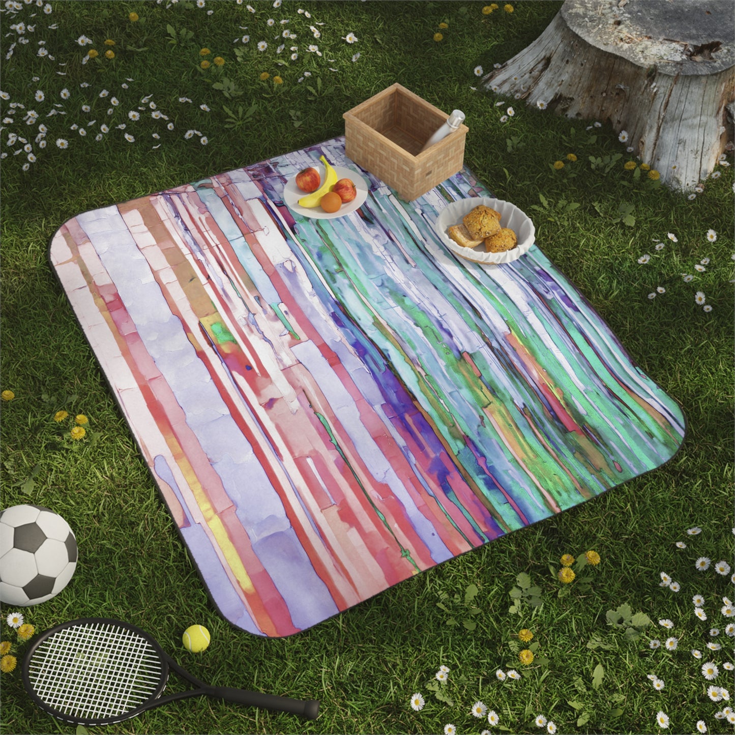 Striped Pastels 61" × 51" Picnic Blanket