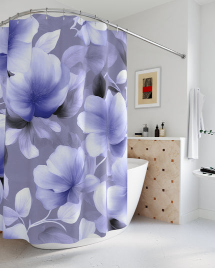 Indigo Blossom Floral Bunch Shower Curtains, 71" x 74"