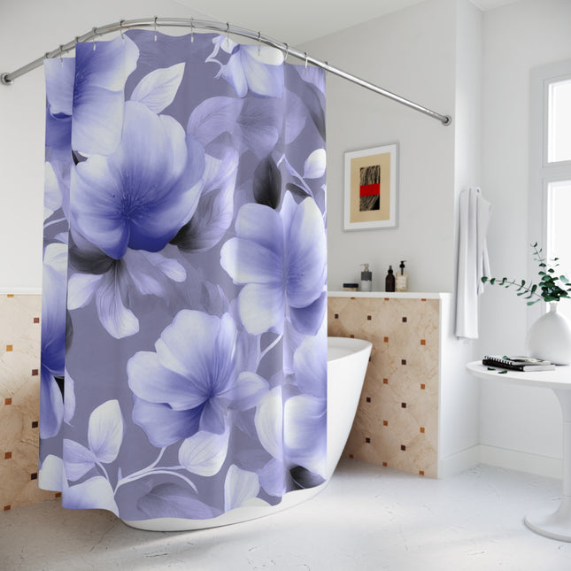 Indigo Blossom Floral Bunch Shower Curtains, 71" x 74"
