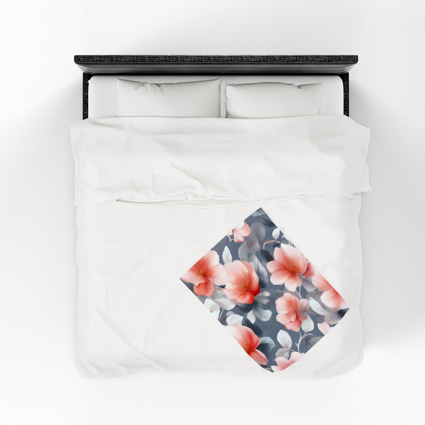 Red Blossom Floral Bunch Velveteen Plush Blanket, 30" x 40"
