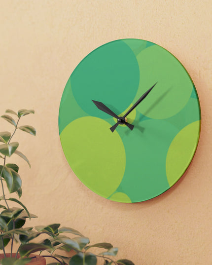 Pastel Green Patches Acrylic Wall Clock, Round or Square, 10.75" x 10.75"