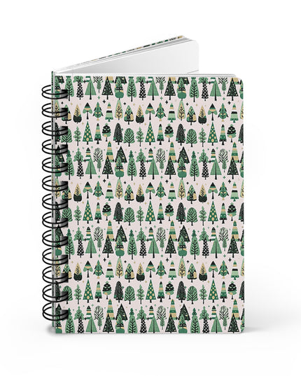 Mini Vintage Green Trees Spiral Bound Journal, 5" x 7" 150 pages