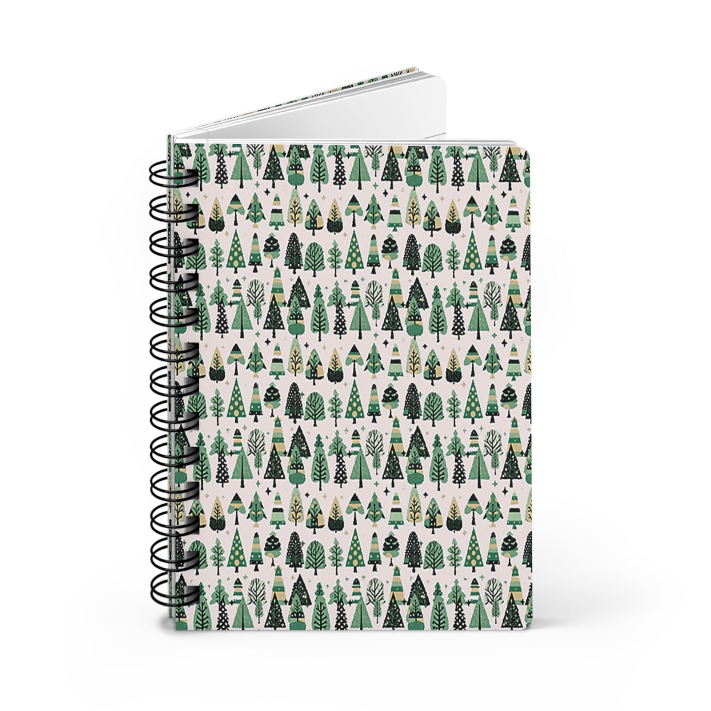 Mini Vintage Green Trees Spiral Bound Journal, 5" x 7" 150 pages