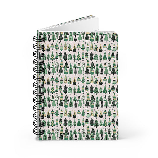 Mini Vintage Green Trees Spiral Bound Journal, 5" x 7" 150 pages