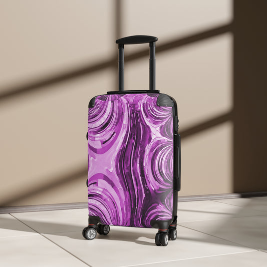 Uzi Spiral Powder Lavender Small Suitcase with built in lock, 4 double-wheels, telescopic handle, and ABS back hard-shell
