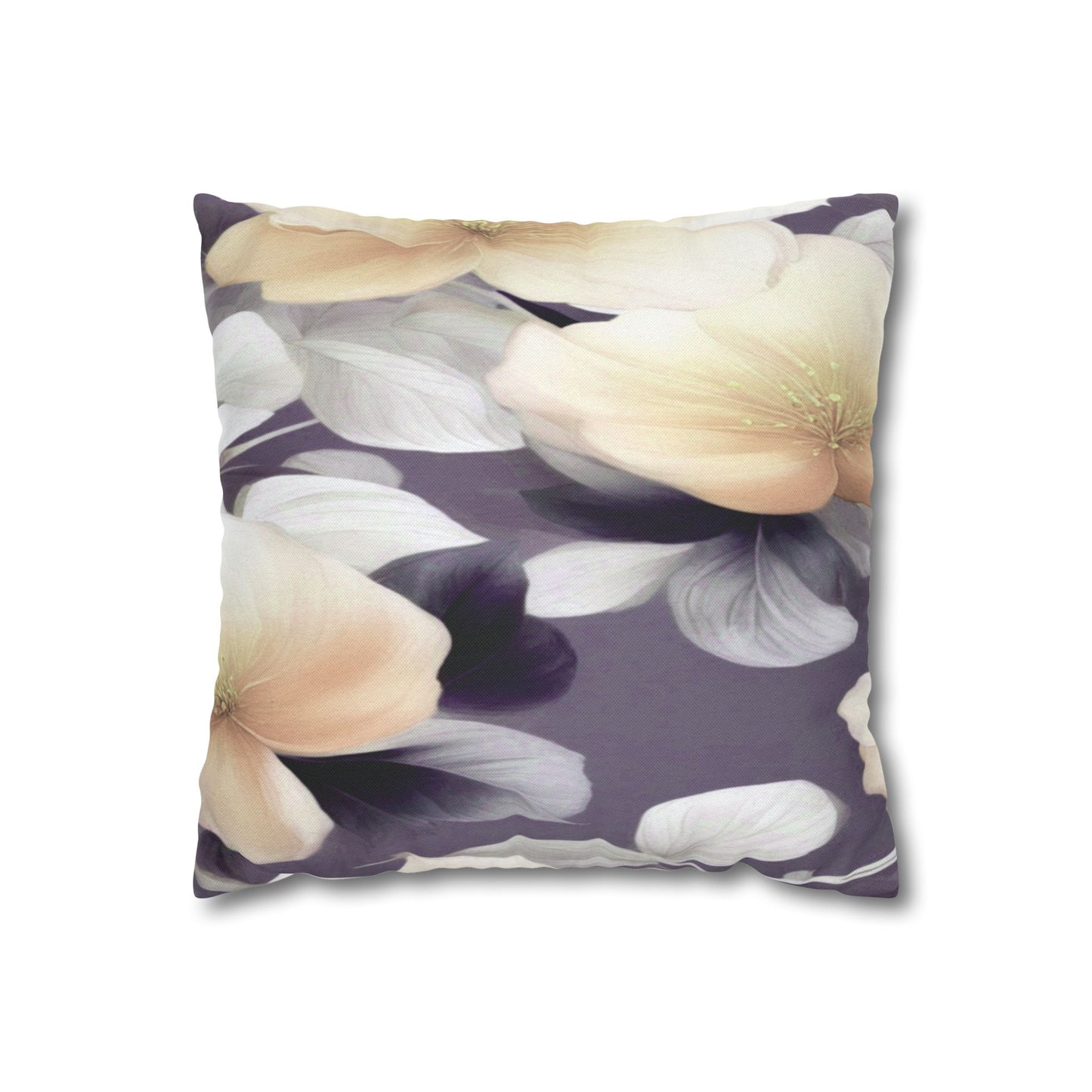 White Blush Floral Bunch Spun Polyester Square Pillowcase, 14" x 14"