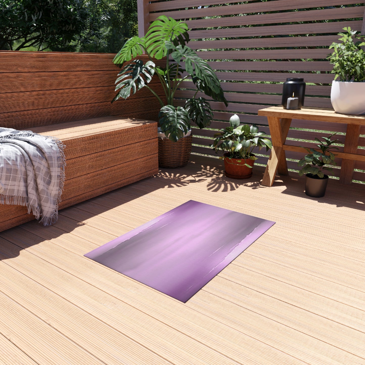 Dark Pink Sea Amethyst Fog Outdoor Rug, 24" x 36"