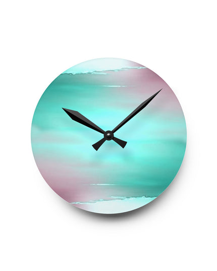 Green Sea Lavender Fog Acrylic Round Wall Clock, 8" x 8"